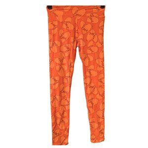 LuLaRoe One Size Leggings Orange Love Heart Print Buttery Soft OS